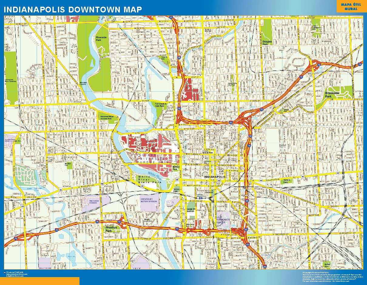Indianapolis downtown biggest wall map